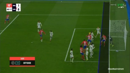 Gol anulado a Savic en la pasada temporada por un fuera de juego de Saúl.