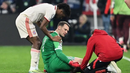 Manuel Neuer se lesionó durante el segundo gol del Bayern, obra de Musiala.