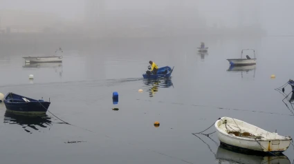 Foto de archivo de varios botes en la ría de Ferrol