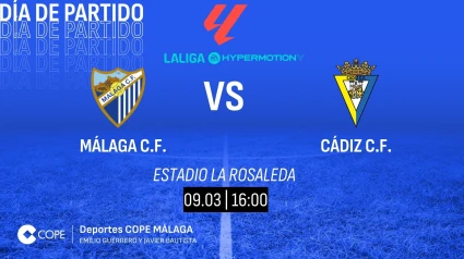 Horario y dónde ver y escuchar el Málaga-Cádiz de esta tarde.