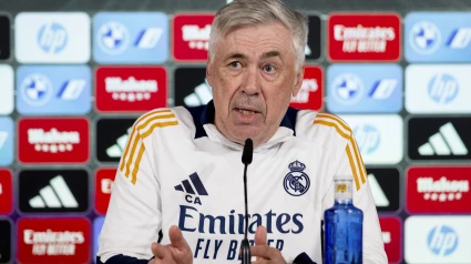 Carlo Ancelotti, durante la rueda de prensa previa al derbi ante el Rayo Vallecano.