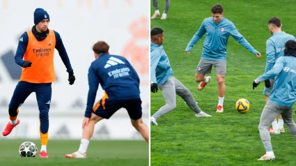 Entrenamientos del Real Madrid y Atlético antes del 'Euroderbi'