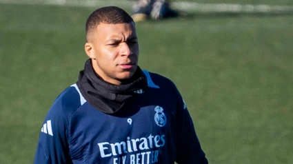 Kylian Mbappé, durante una sesión de trabajo en Valdebebas