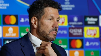 Diego Simeone, en la rueda de prensa previa al partido de vuelta entre Atlético de Madrid y Real Madrid