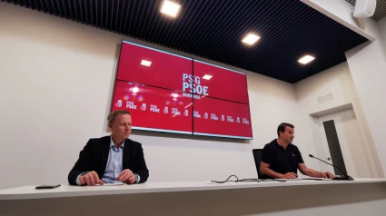 Rafael Villarino en una comparecencia como líder del PSOE en Ourense