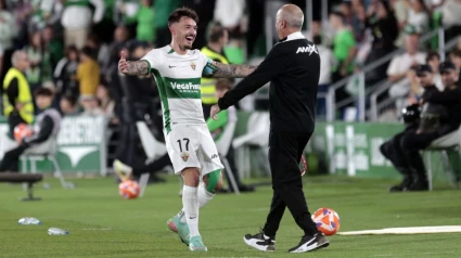 El Elche celebra el gol al Racing de Ferrol (LaLiga)