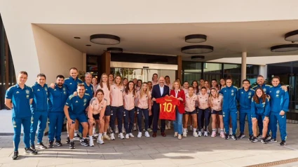 Esta mañana, la Selección con Marián Mouriño y Rafael Louzán