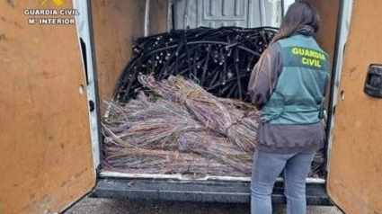 Cable recuperado por la Guardia Civil en una de las intervenciones.