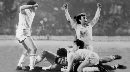 Imagen de la remontada del Real Madrid al Borussia Mönchengladbach en la UEFA de la temporada 85-86