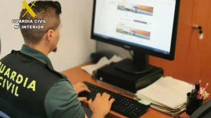 Un agente de la Guardia Civil ante un ordenador