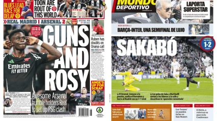 Portadas de este jueves en los diarios deportivos españoles e ingleses.