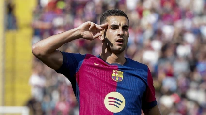 Ferran Torres celebra el 1-0 del Barcelona contra el Celta