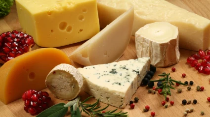 Una tabla con diversos quesos