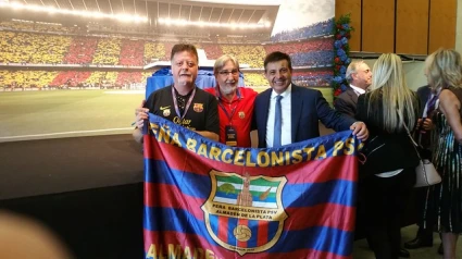 Aficionados de la Peña del FC Barcelona en Almadén de la Plata