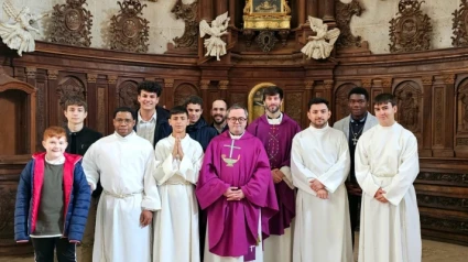 Los seminaristas de Osma Soria junto al obispo Don Abilio Martínez fueron recibidos hace un año por el Papa Francisco