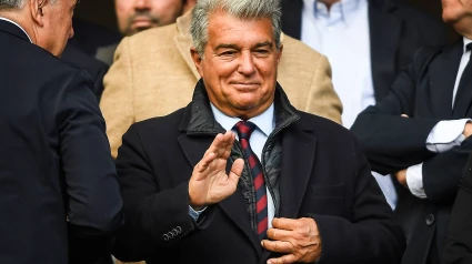 Joan Laporta, en un encuentro del Barça en esta temporada