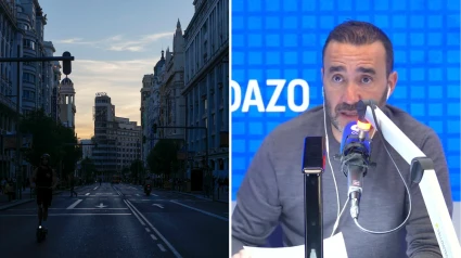 Gran Vía durante el apagón y Juanma Castaño