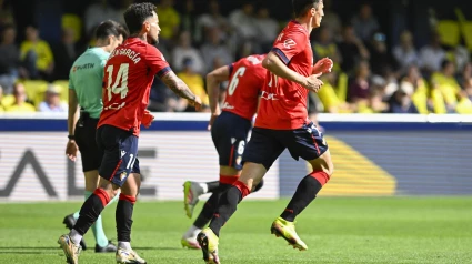 Los jugadores de Osasuna celebran el gol de Rubén García contra Osasuna