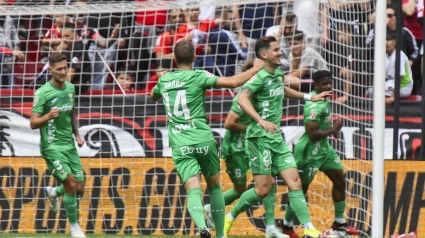 Los jugadores del Leganés, celebrando el primer gol ante el Sevilla