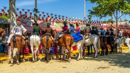 Una imagen típica de la Feria de Abril de Sevilla
