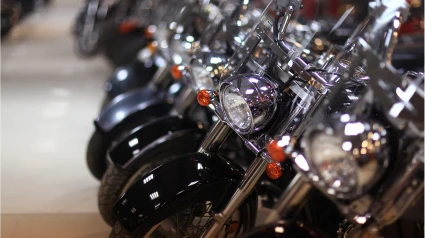 Foto de archivo de varias motos Harley Davidson