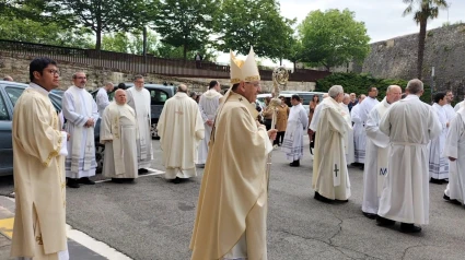 El arzobispo de Pamplona, este viernes, en la celebración de Juan de Ávila