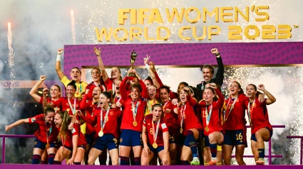 Selección Española Femenina de Fútbol celebrando el Mundial 2023