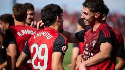 Los jugadores del Mirandés celebran un gol contra el Castellón
