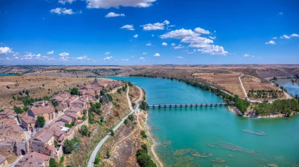 Vista aérea de la localidad de Maderuelo en la provincia de Segovia