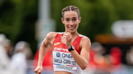 Laura García-Caro, del Equipo Español, en la final de 35 kilómetros marcha durante el Campeonato del Mundo de atletismo al aire libre, a 22 de julio de 2022 en Eugene, Oregón, Estados Unidos.