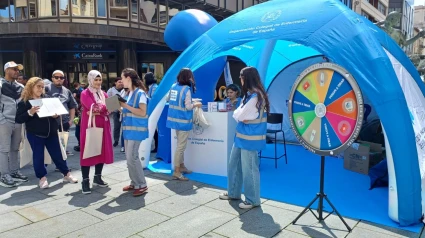 Carpa que ha instalado el Colegio de Enfermería en el centro de Pamplona