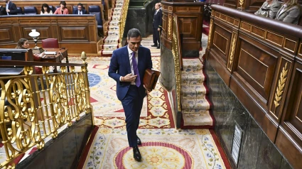 El presidente del Gobierno, Pedro Sánchez, tras intervenir en el pleno celebrado este miércoles en el Congreso, en el que ha informado del plan de defensa y del apagón masivo del 28 de abril