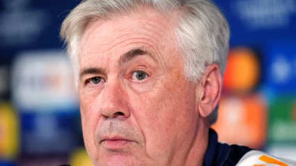 Carlo Ancelotti, en rueda de prensa con el Real Madrid