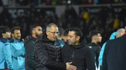Spanish King Cup soccer match AD Ceuta vs FC Barcelona at Alfonso Murube stadium, Ceuta 19 January 2023Xavi Hernandez and Jose Romero900/Cordon Press