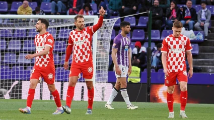 Stuani celebra su gol, en el Valladolid - Girona