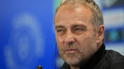 Hansi Flick, durante la rueda de prensa previa al derbi ante el Espanyol.