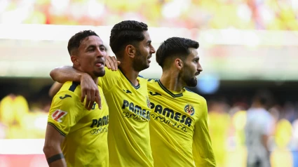 El Villarreal celebra el gol de Ayoze al Leganés
