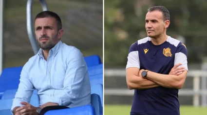 Erik Bretos (director deportivo) y Sergio Francisco (entrenador de la Real Sociedad) para la 2025/26