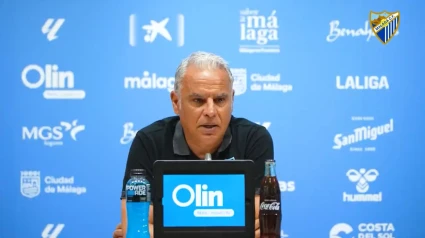Imagen de Pellicer hoy en rueda de prensa en La Rosaleda.