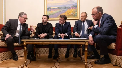 Los jefes de Estado o de Gobierno de Ucrania, Francia, Alemania, Reino Unido y Polonia mantuvieron este sábado desde Kiev una llamada telefónica con el presidente de EEUU, Donald Trump
