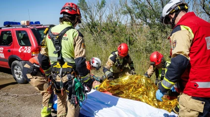 Imagen del simulacro de Protección Civil en Zaragoza