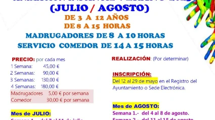 Cartel programa Animación Infantil de Verano