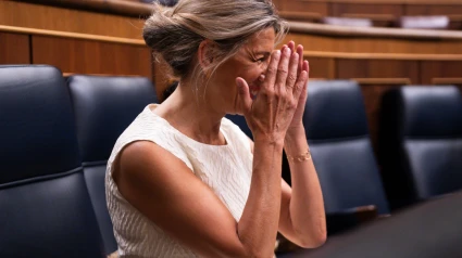 Yolanda Díaz, ministra española de Trabajo y Economía Social y vicepresidenta del Gobierno de España, durante el debate final sobre la aprobación de la Ley de Amnistía para Cataluña en el Congreso de los Diputados en Madrid.