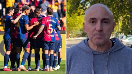 Los jugadores del Barcelona y Maldini