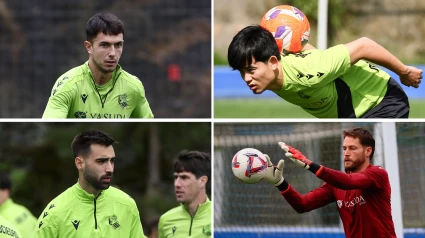 Zubimendi, Kubo, Brais y Remiro entrenándose en Zubieta