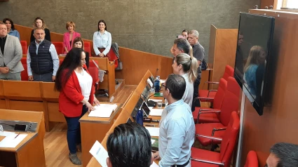 Momento de la toma de posesión como concejala del PSOE en el Ayuntamiento de Lorca de Antonia Pérez