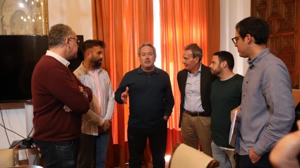 Todos los portavoces del Ayuntamiento de Zamora, antes de la declaración conjunta