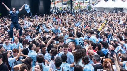 La afición del Celta en la fiesta previa al duelo ante el Rayo