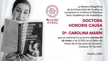 (Foto de ARCHIVO)Cartel sobre el acto de investidura de Carolina Marón como Doctora Honoris Causa de la Universidad de Huelva.REMITIDA / HANDOUT por UNIVERSIDAD DE HUELVAFotografía remitida a medios de comunicación exclusivamente para ilustrar la noticia a la que hace referencia la imagen, y citando la procedencia de la imagen en la firma13/5/2025