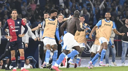 Lukaku celebra el 2-0 del Nápoles